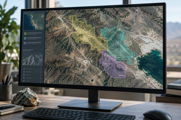 Map viewer with mineral concession boundaries
