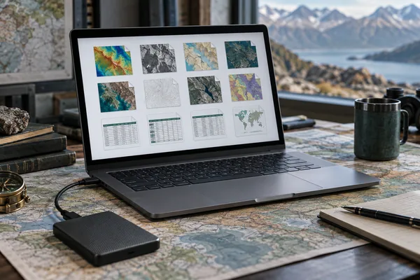 Laptop and portable drive with geoscience data packages