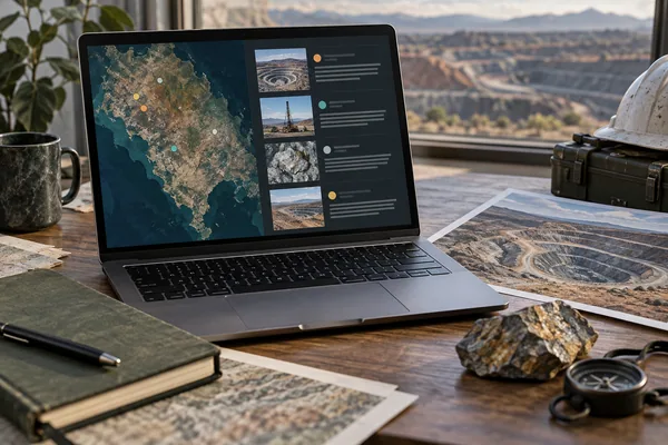 Mining news briefings connected to a location map
