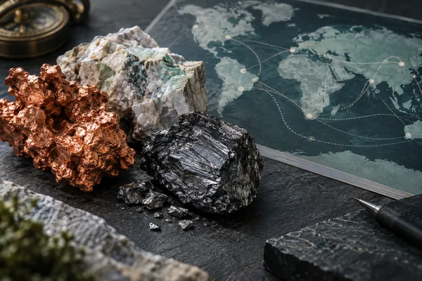 Critical mineral samples and a global supply-chain map