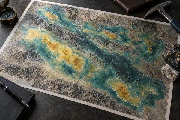 Printed prospectivity map with ranked target areas