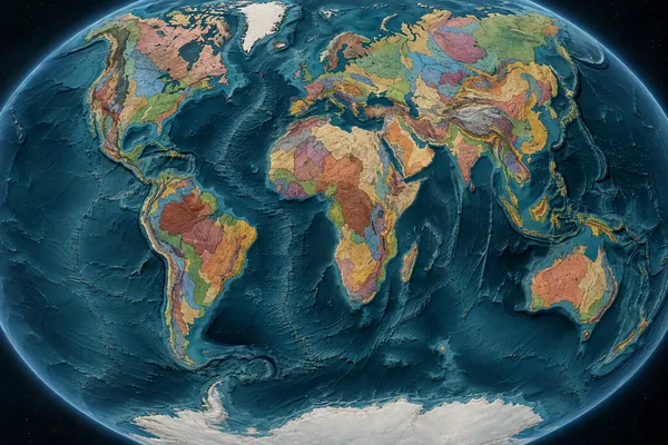 Earth with illustrative geological province boundaries